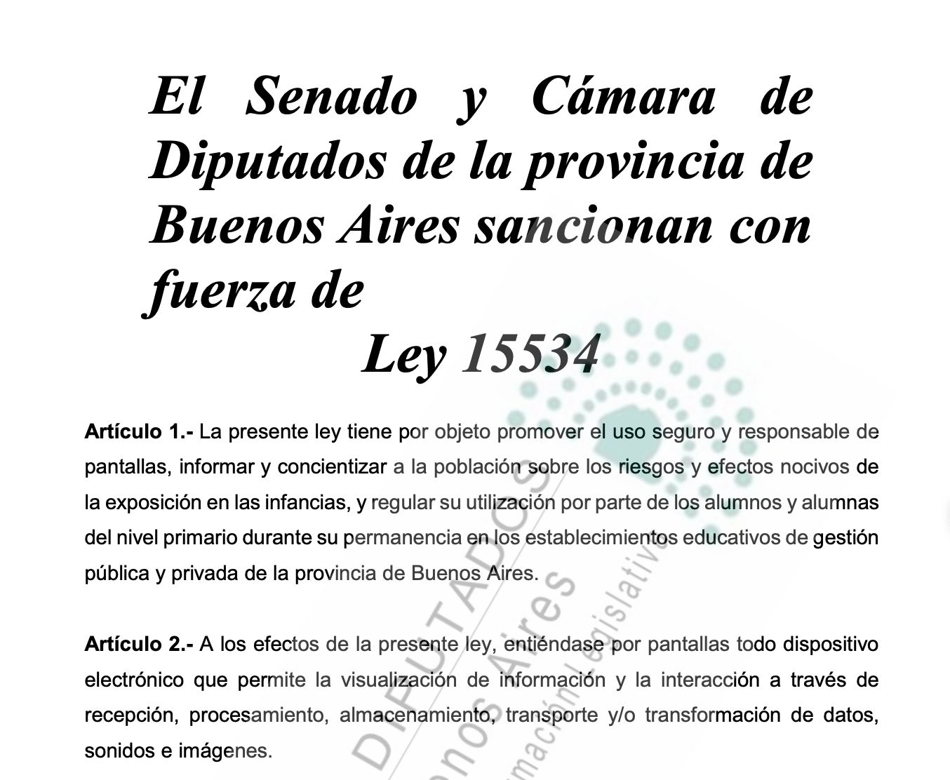 Ley 15.534 celulares en escuelas Argentina